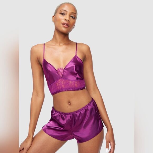 Delphine Satin And Lace Sleep Set - Picture 1 of 5